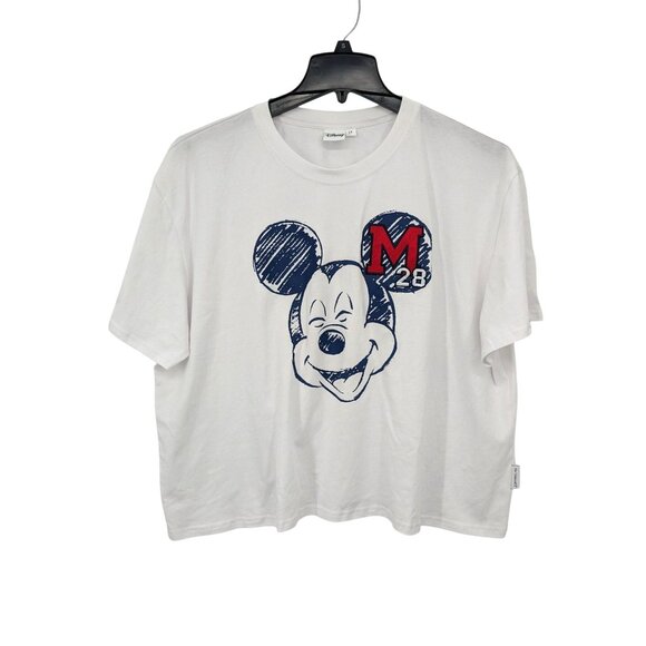 Disney Crop Top Women Size 2X Mickey Mouse 28 Sketch Embroidered Streetwear Y2K - Picture 1 of 7